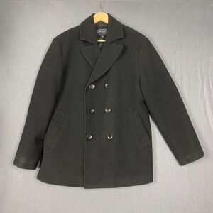 BGSD Jacket Mens M Black Wool Blend Quilted Six-Button Suit Pea Coat Classic